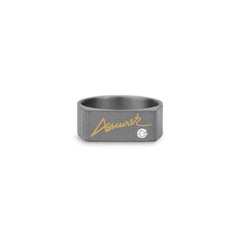 Personalized Autograph Titanium Ring With Gold Inlay